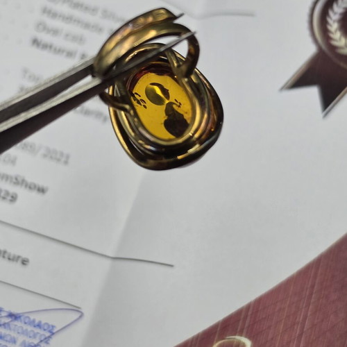 Silver 925 ring with natural Baltic amber 35 ct, like new