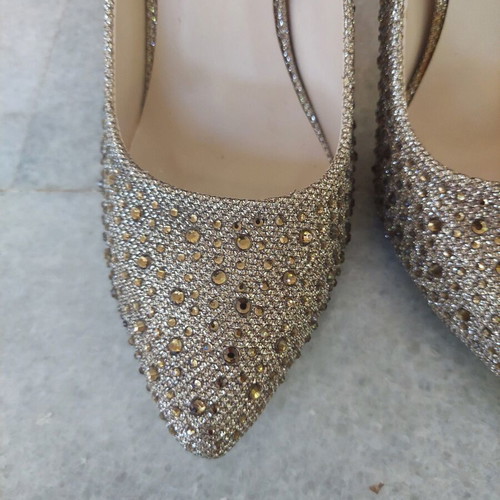 Diamantique high heels size 39 gold with rhinestones new
