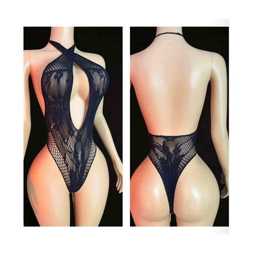 Hunkemöller fishnet bodysuit new, black, openback lace design