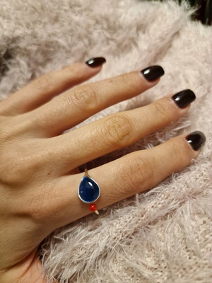 Ring with liquid glass new, handmade
