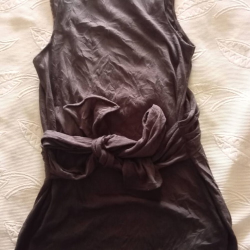Vintage Y2K Vicky K Boho Top brown with embroidered coins and back tie, like new