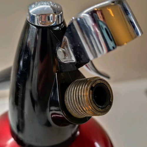 Vintage Sparklets Limited soda siphon from England like new, red metallic