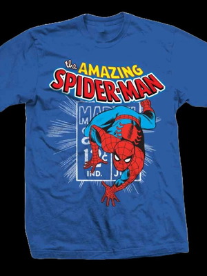 Marvel Comics Unisex Light Blue Tee: Spidey Stamp, L (Large), MARVTS13MBL03, BRAND NEW, SEALED!!