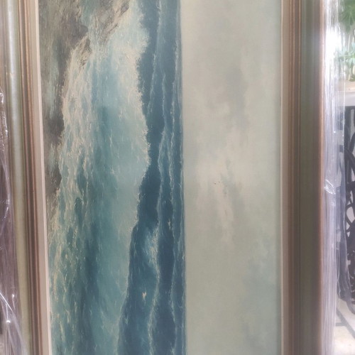 Seascape oil painting used by D. Tsoukas with frame 120x70 cm
