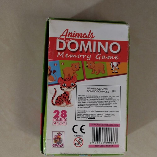 Domino board game used, animal memory