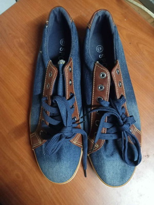 Jeans leather shoes size 43 new multicolor