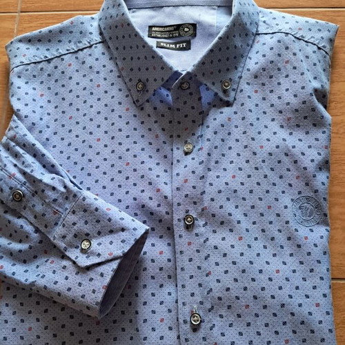 Americanino men's shirt slim fit, size XXL, like new, blue geometric pattern