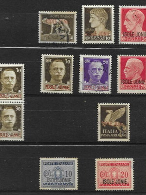 Ionian Islands stamps used, 12 values, sealed and unsealed