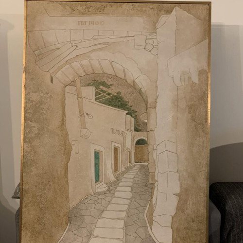 Painting I Patmos by Zoi Skiadarese on canvas like new
