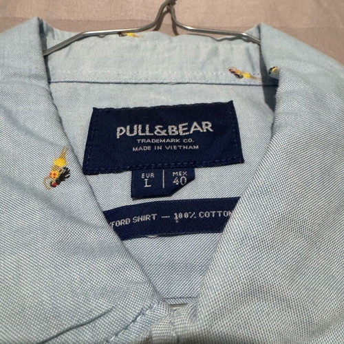 Pull & Bear Oxford Shirt Large with embroidered Hula Dancers, like new