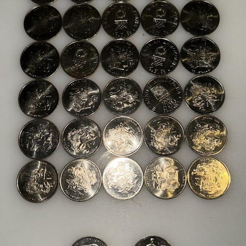 500 Drachma Coins like new, set of 32 from 1996 and 2000