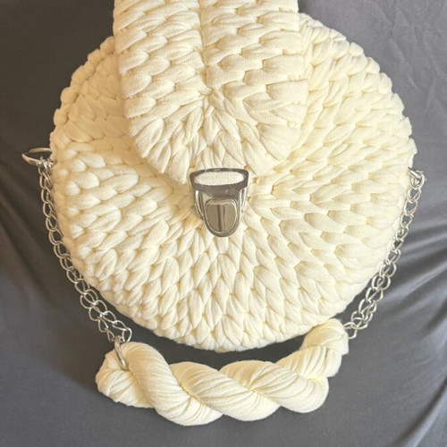 Handmade bag like new, white and beige