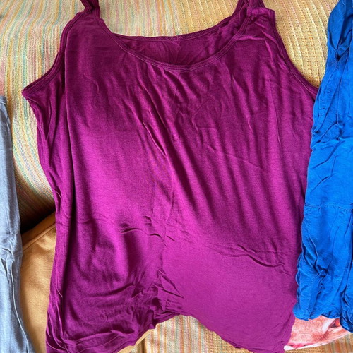 Branded women's tank tops used, includes coral DKNY and striped H&M skirt gift