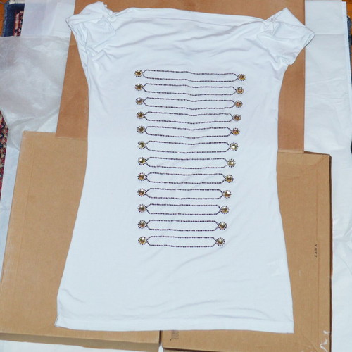 Denny Rose Italian Off-Shoulder Top with Rhinestones and Gems Size M like new