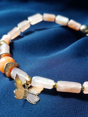 Butterfly bracelet used with carnelian and calcite