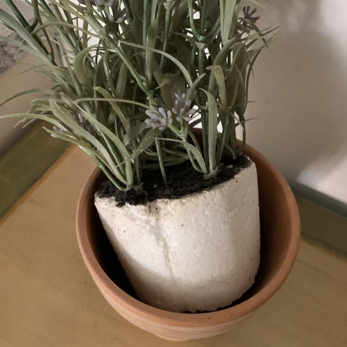 Artificial lavender plant in rustic terracotta pot like new