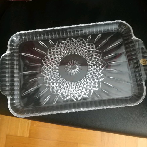 Crystal platter from Italy new, in box