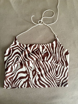 Shein blouse with brown and white patterns, size M