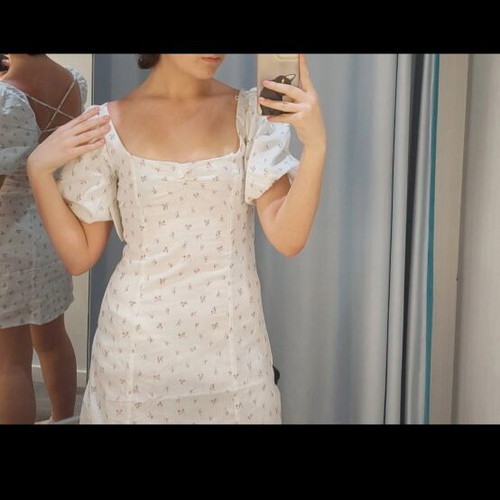 Sundress summer short, new, white with flowers