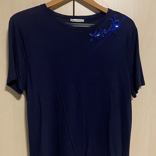 Zara cotton blouse blue decorated with stones, new, size M