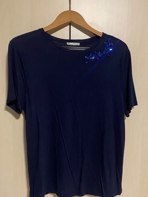 Zara cotton blouse blue decorated with stones, new, size M