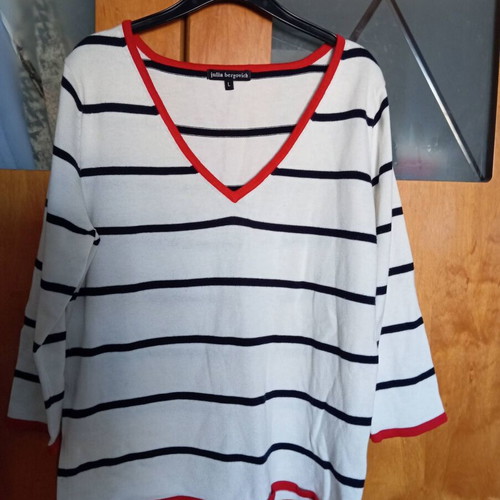 Vintage Julia Bergovich knitted mariniera top with red details size M