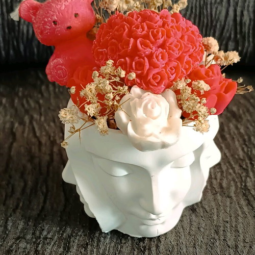 Porcelain container many faces new filled with scented candles