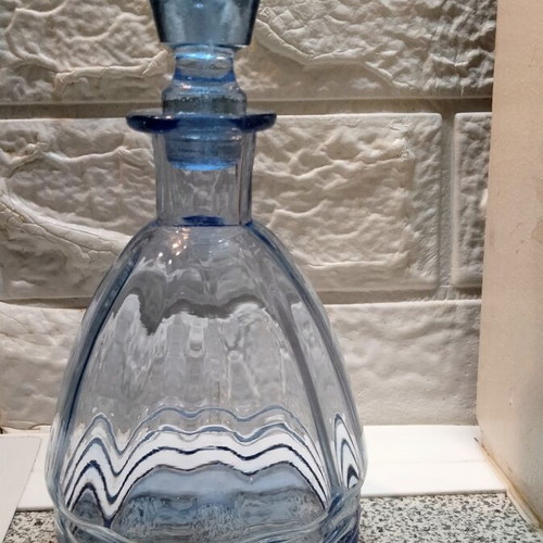 Vintage blue glass liqueur decanter