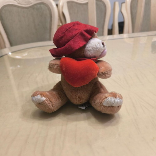 Plush teddy bear like new with red hat and heart TDB1019
