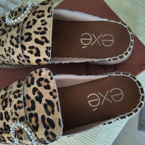 Exe leopard print camel shoes, size 39