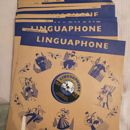 Linguaphone Institute English learning system used with 16 vinyl records and 3 books