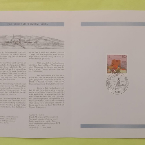 Germany 1998 First Day Cover Stamp, Bonn cancellation