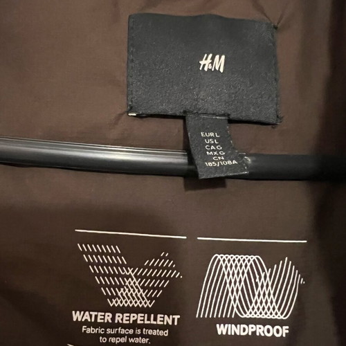 Brown men's jacket H&M size L like new, water-resistant and windproof