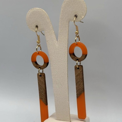Long earrings made of plexiglass and wood new
