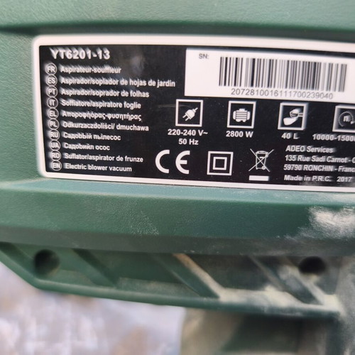 Electric leaf blower and vacuum with 40L bag