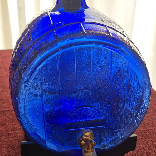 Blue Glass 2L Collectible Barrel Like New