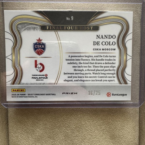 Nando De Colo CSKA Moscow 2025-26 Select EuroLeague Final Four Host Card new