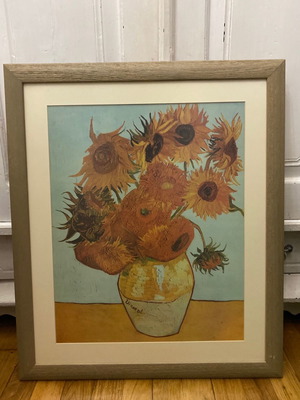 Κορνίζα με αφίσα τα ηλιοτρόπια του Vincent Van Gogh μεταχειρισμένη 58x68