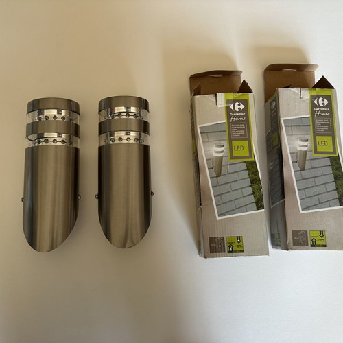 Set of 2 Stainless Steel LED Outdoor Wall Lights new