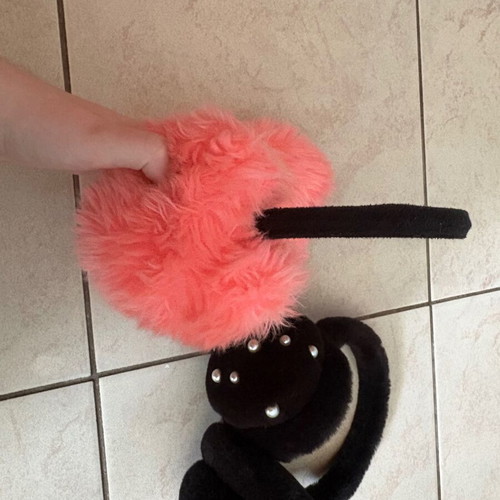 Fur Ear Muffs Set of 2 with Pearls, like new, pink and black