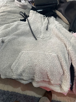 Sheep fleece sweater used, white, size S