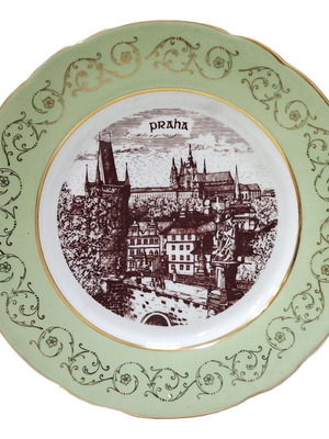 MZ Czechoslovakia Porcelain Plate Praha New, 20 cm in Original Box