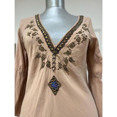 Karen Millen Boho Top used, silk with beading details, size UK 10 US6 EU38