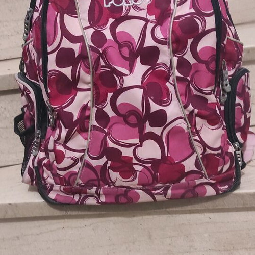 Polo school backpack used, pink fuchsia design