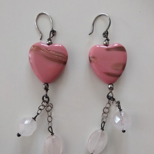 Pink heart earrings like new