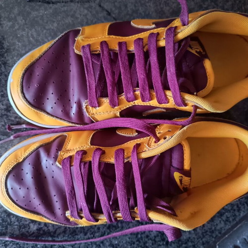 Nike Dunk Low Sneakers used, size 41, University Gold / White / Deep Maroon