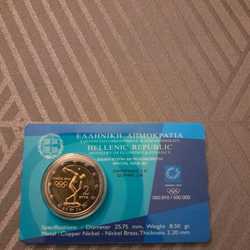 2 Euro Athens 2004 collectible coin card new