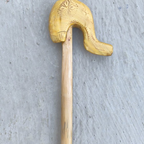 Handmade traditional Greek glitsa walking stick from cornel wood, 113 cm