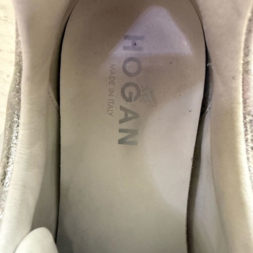 HOGAN Silver sneakers 38.5 like new, genuine silver sports shoes