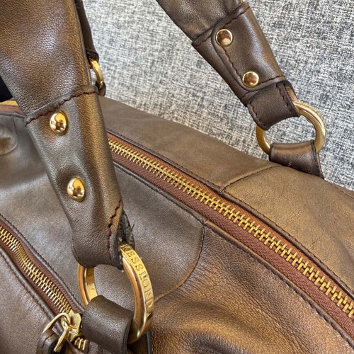 Kesslord leather shoulder bag used, brown, 26x34x12 cm